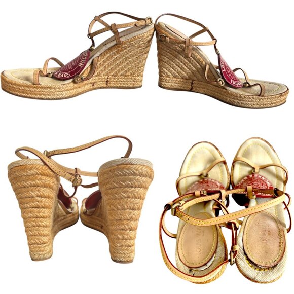 Y2K RARE LOUIS VUITTON CRUISE COLLECTION CHUNKY ESPADRILLE WEDGE SANDALS 8/38 - Picture 7 of 8